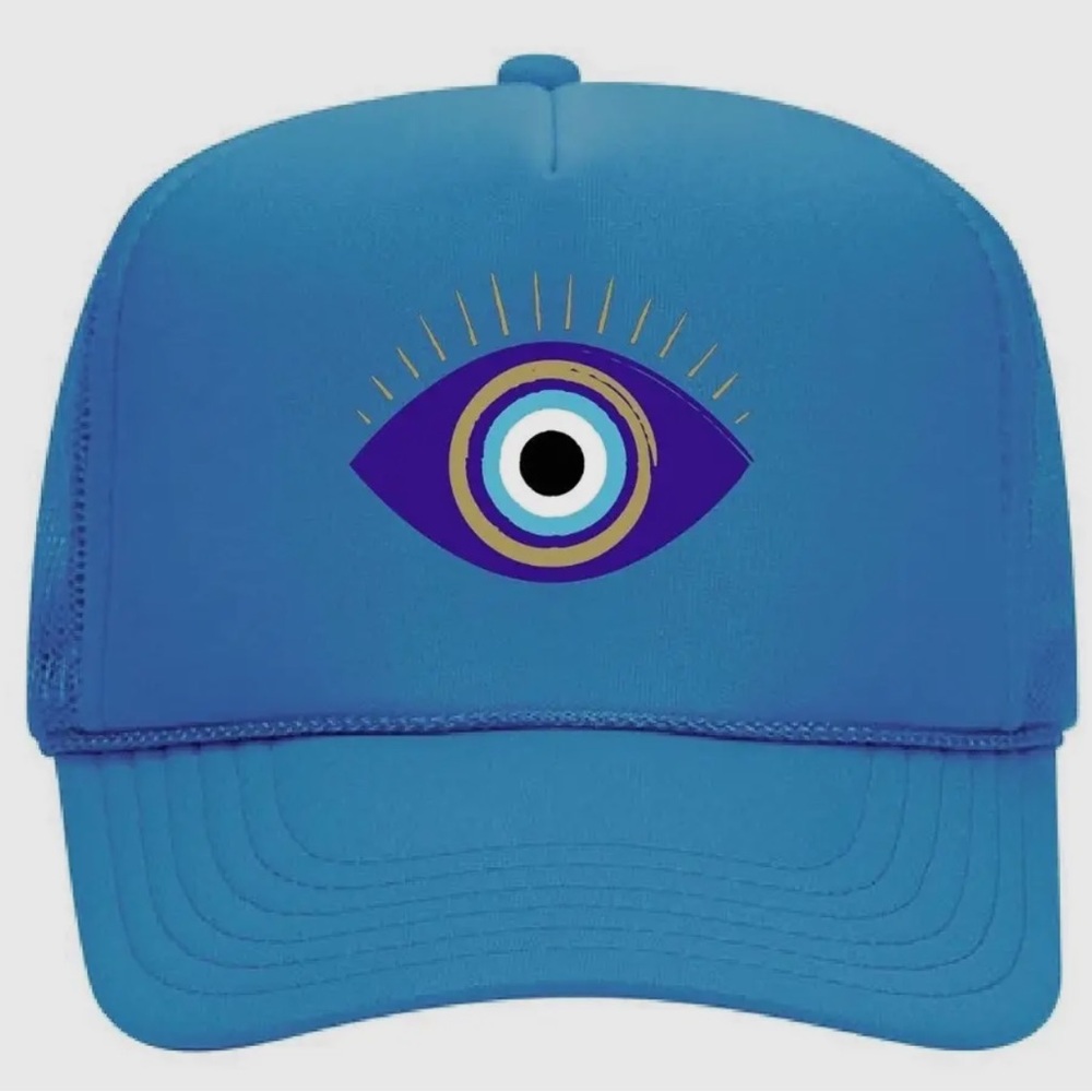 Turquoise Evil Eye Trucker Hat